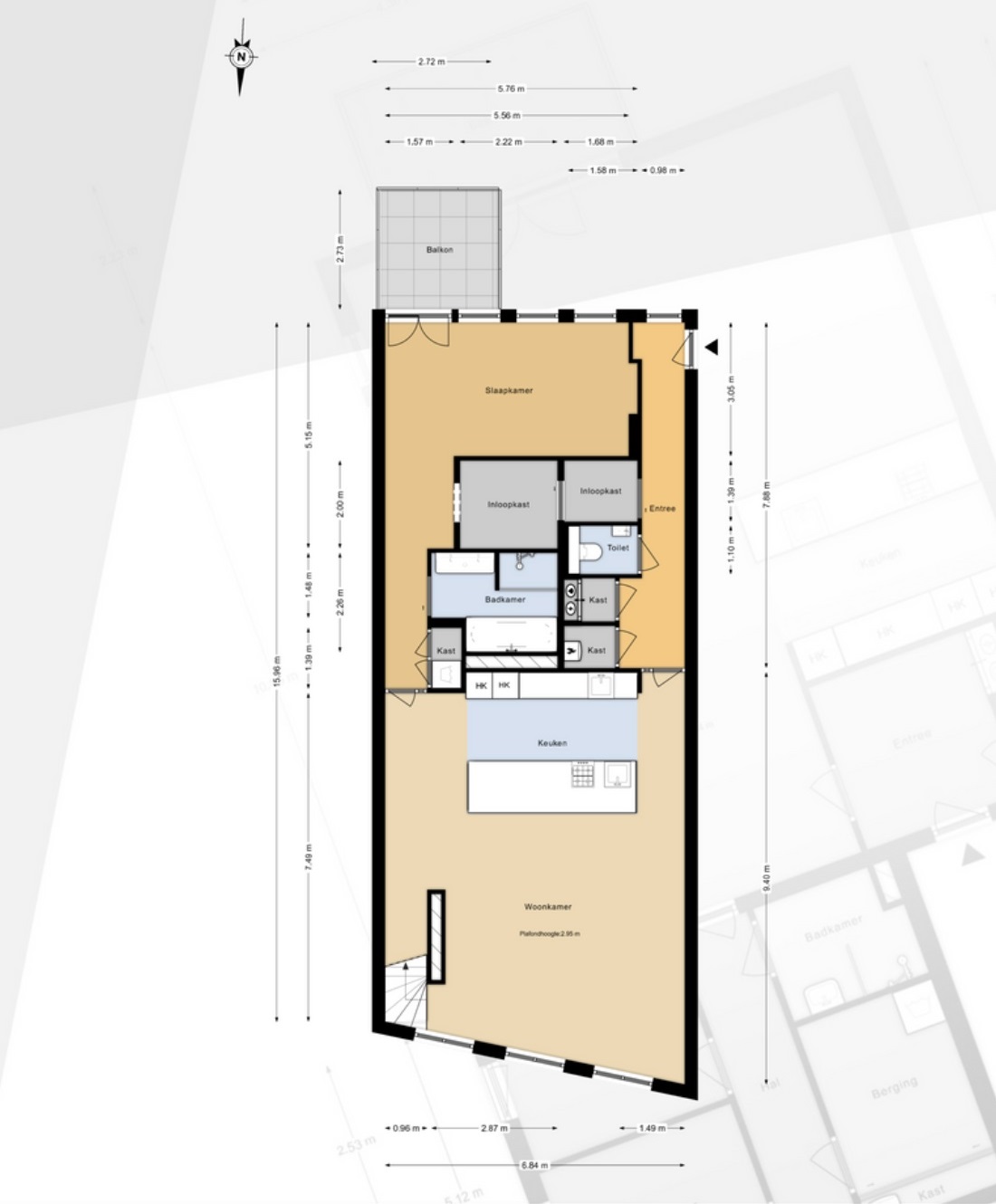 Plattegrond Bovenwoning Korte Haven 131 D, Schiedam