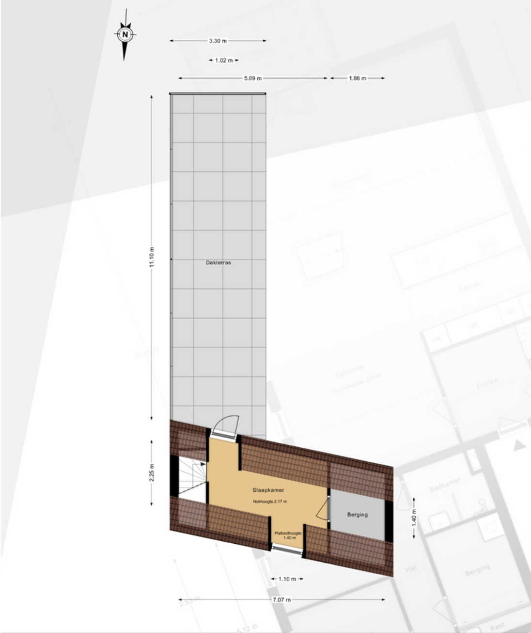 Plattegrond Bovenwoning Korte Haven 131 D, Schiedam