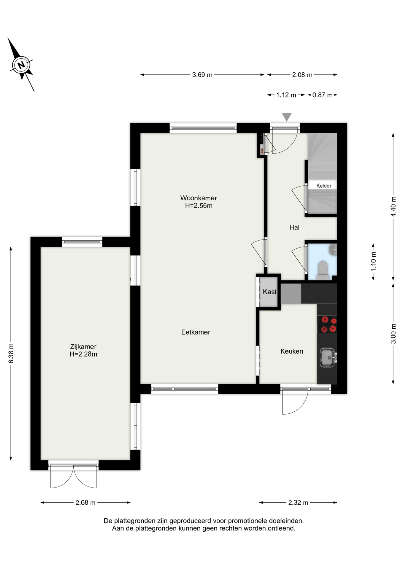 Plattegrond 2-onder-1-kapwoning Nijhofflaan 12 , Dordrecht