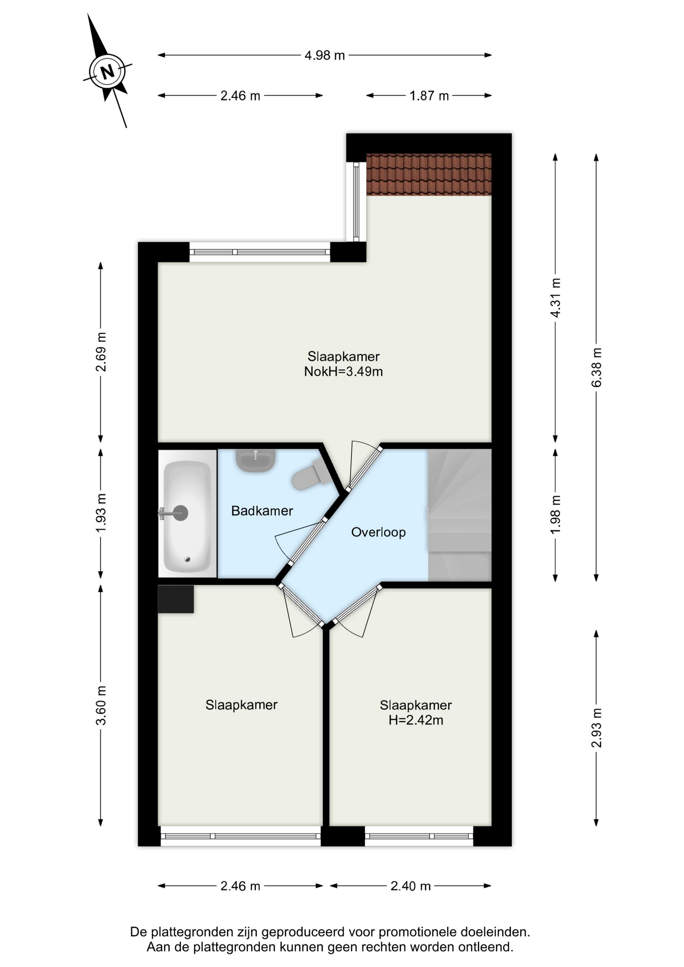 Plattegrond Tussenwoning Driehoek 65 , Dordrecht