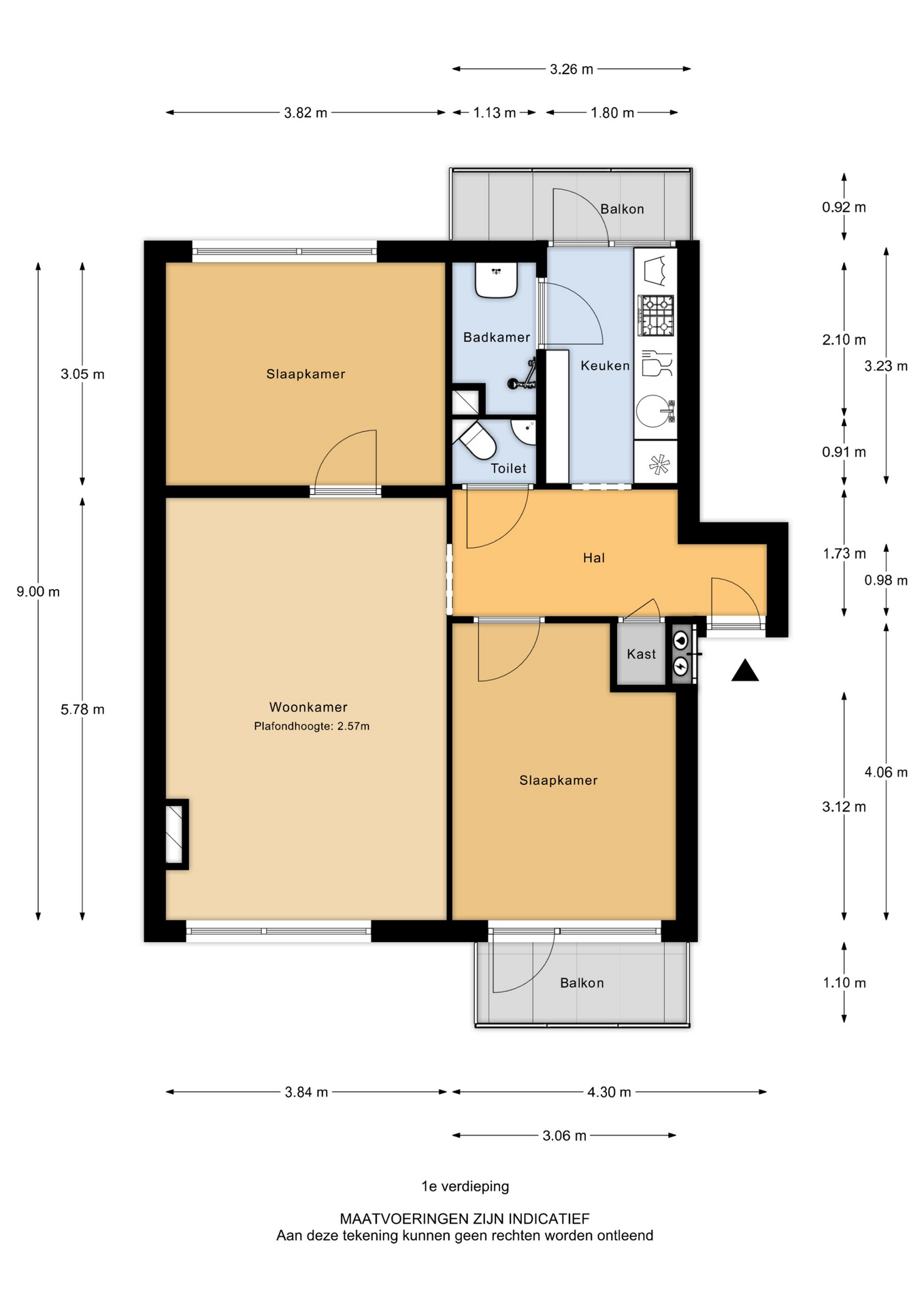 Plattegrond Portiekflat Henri Polakstraat 144 , Dordrecht