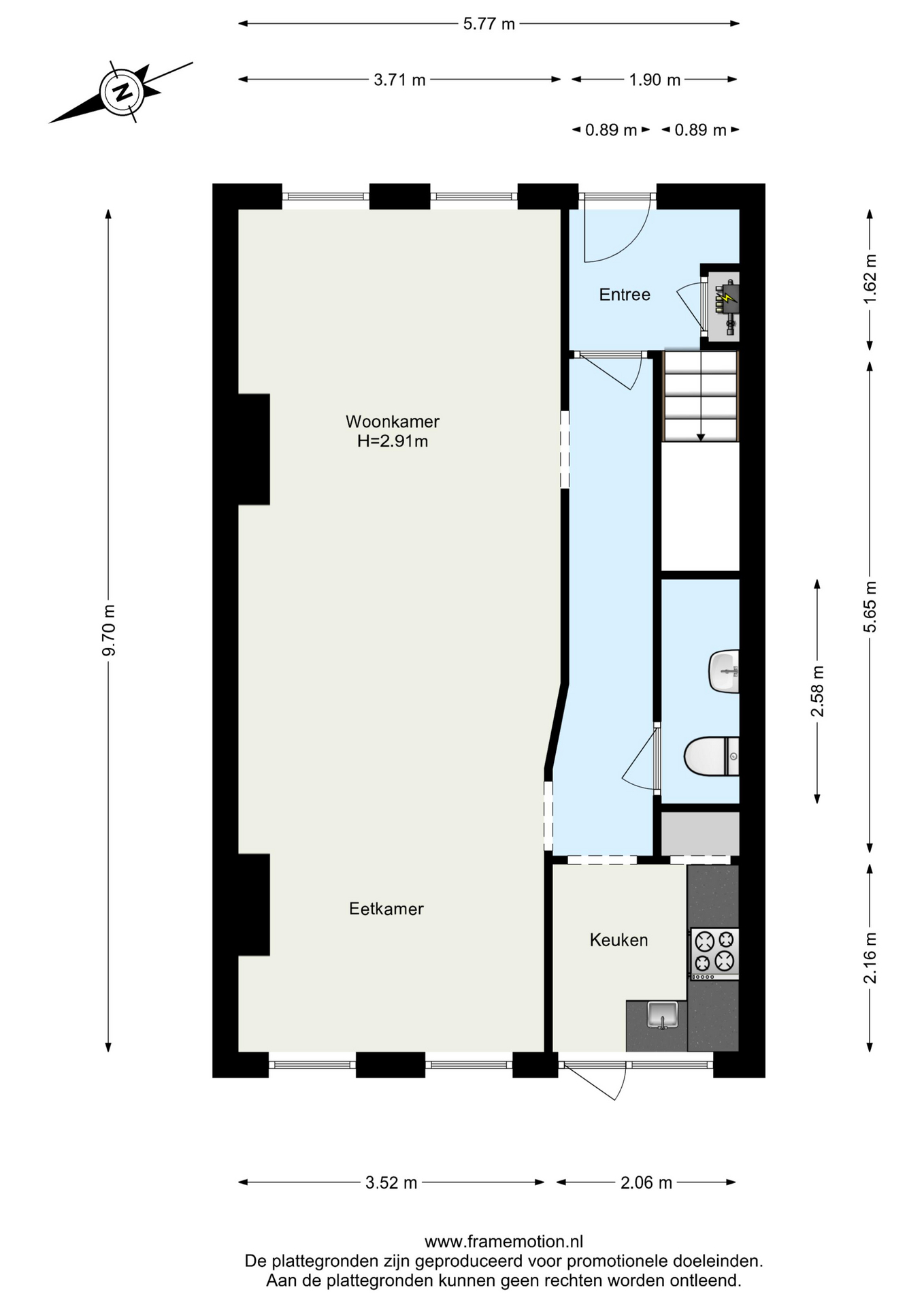 Plattegrond Tussenwoning Koninginnestraat 21 23, Dordrecht