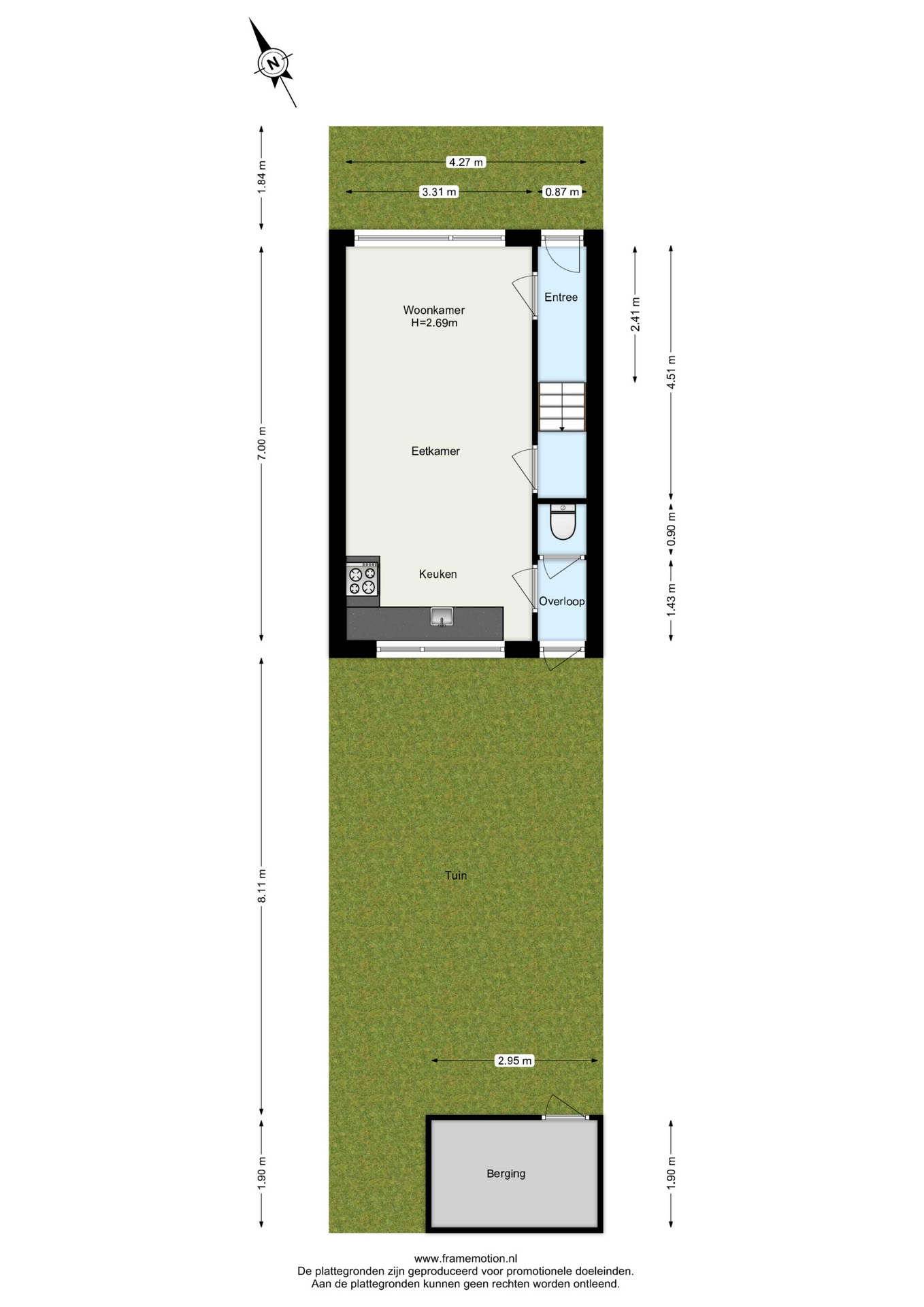 Plattegrond Tussenwoning Hollanderstraat 19 , Dordrecht