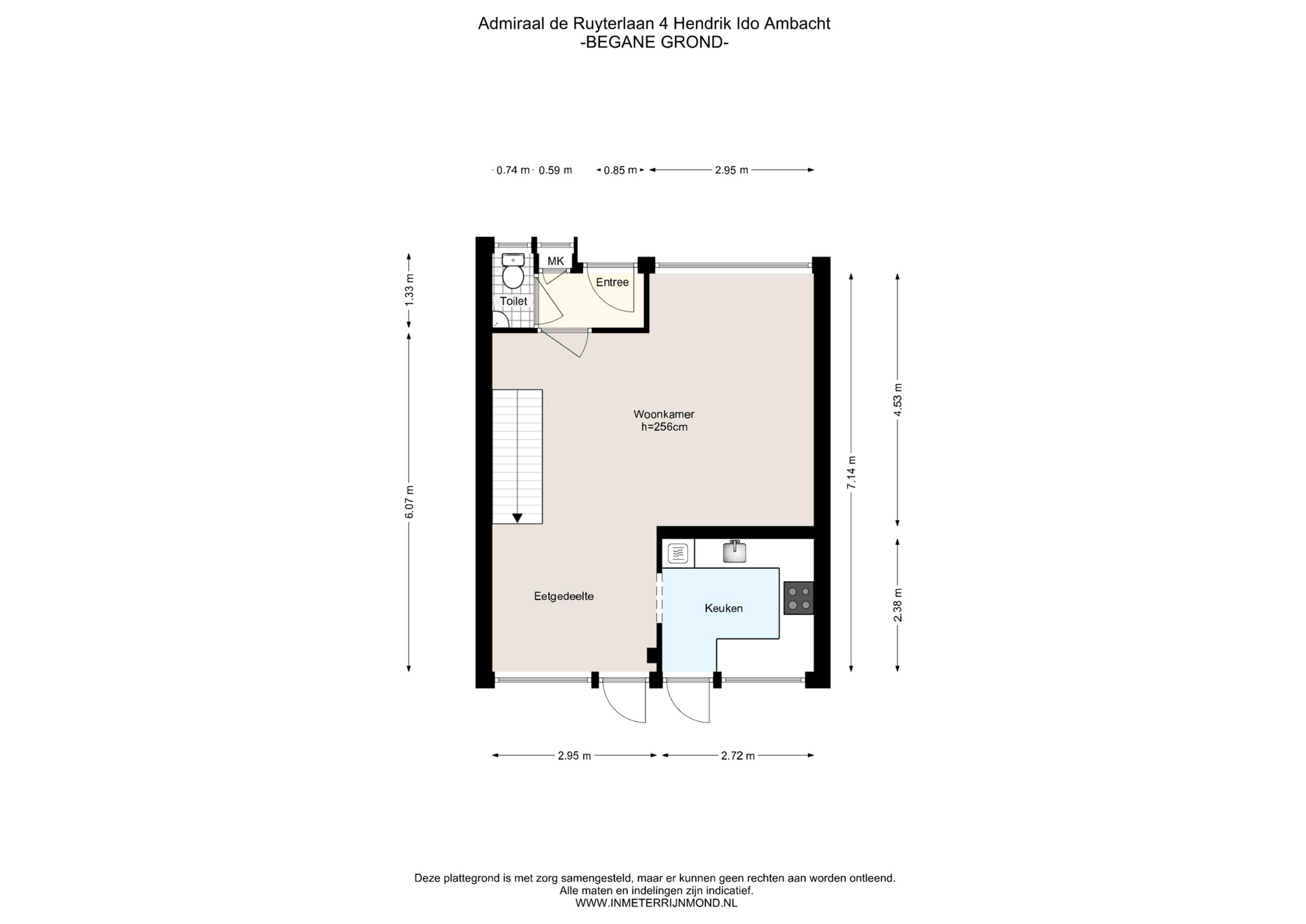 Plattegrond Tussenwoning Admiraal de Ruyterlaan 4 , Hendrik-Ido-Ambacht