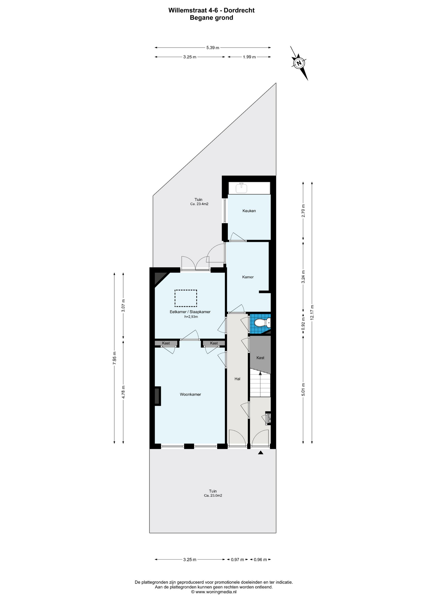 Plattegrond Tussenwoning Willemstraat 6 , Dordrecht