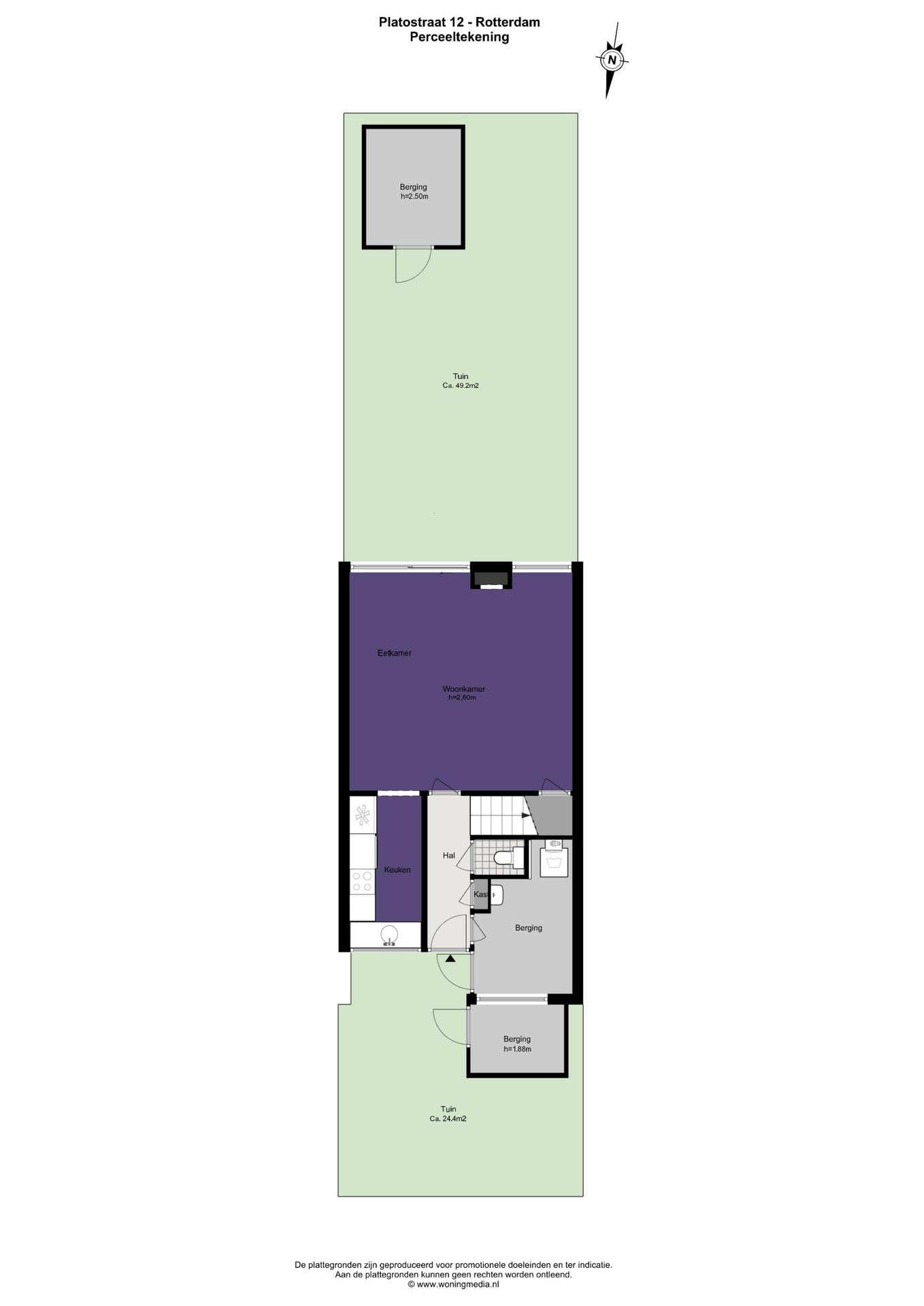 Plattegrond Tussenwoning Platostraat 12 , Rotterdam