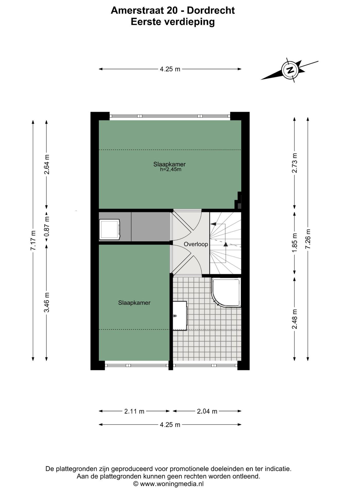 Plattegrond Tussenwoning Amerstraat 20 , Dordrecht