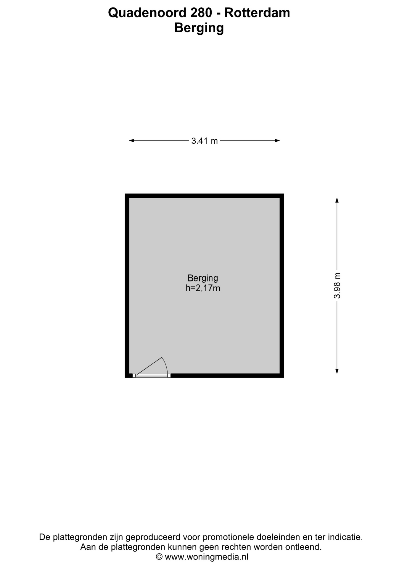 Plattegrond Portiekflat Quadenoord 280 , Rotterdam