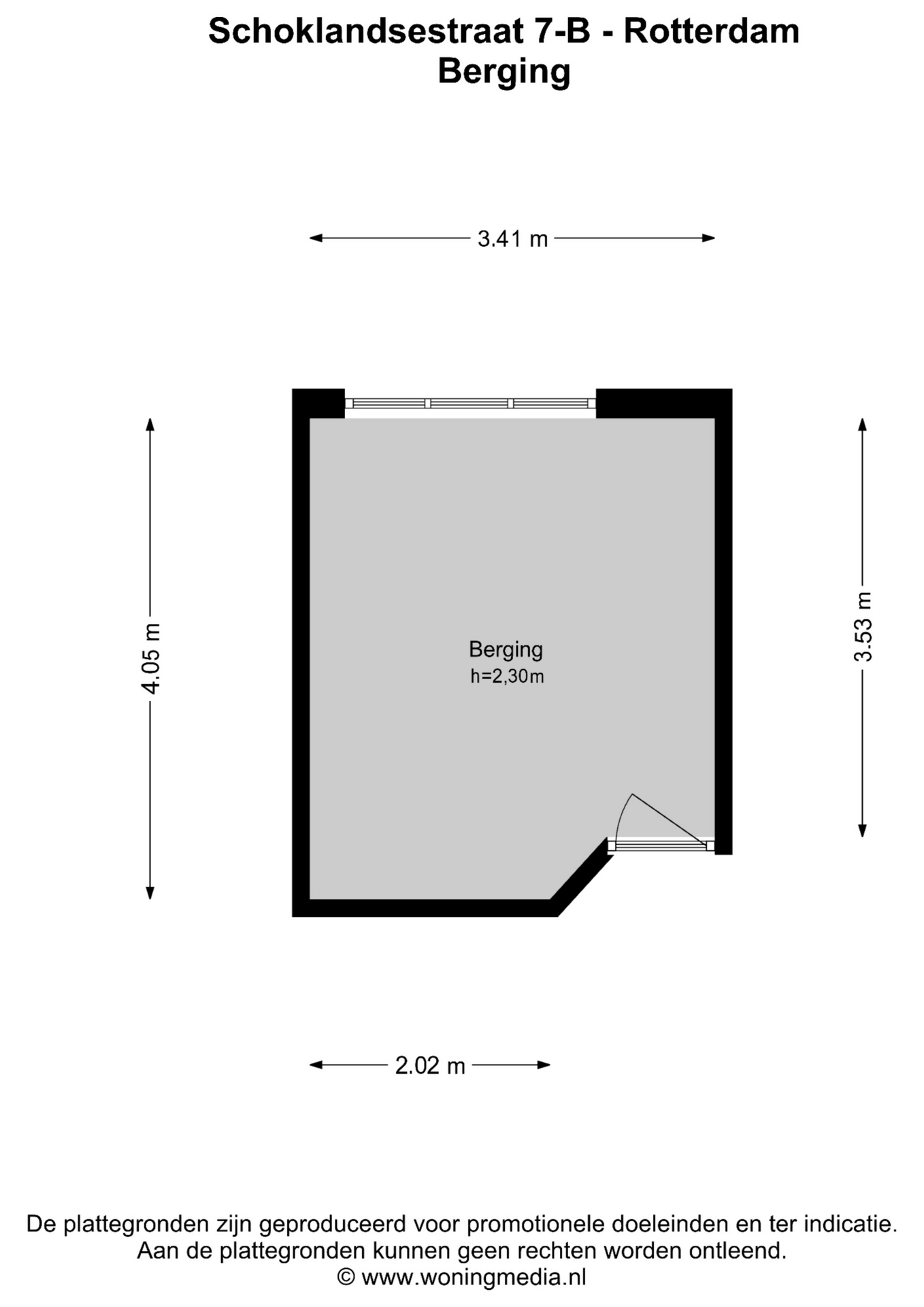 Plattegrond Portiekflat Schoklandsestraat 7 C, Rotterdam