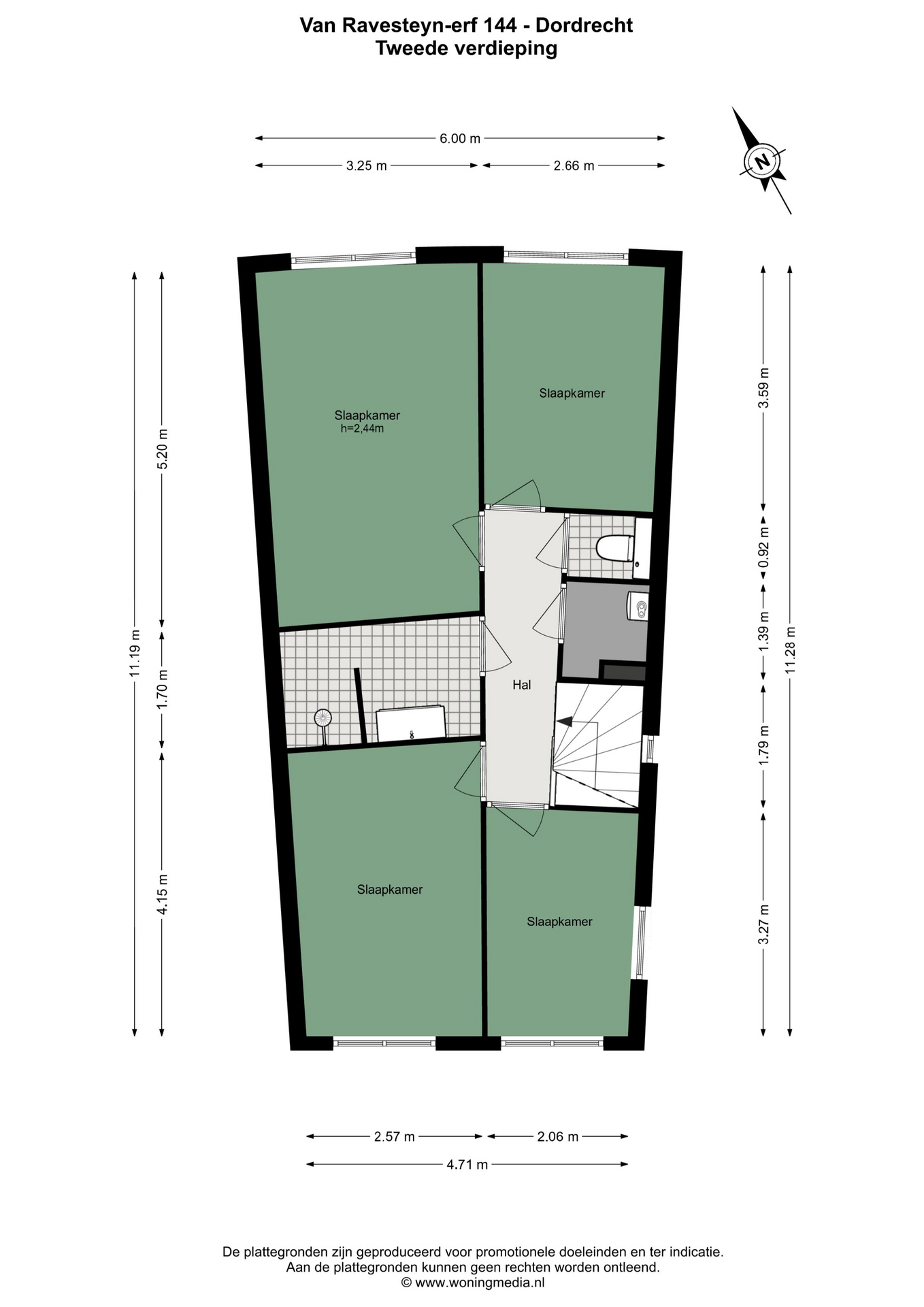 Plattegrond Hoekwoning Van Ravesteyn-erf 144 , Dordrecht