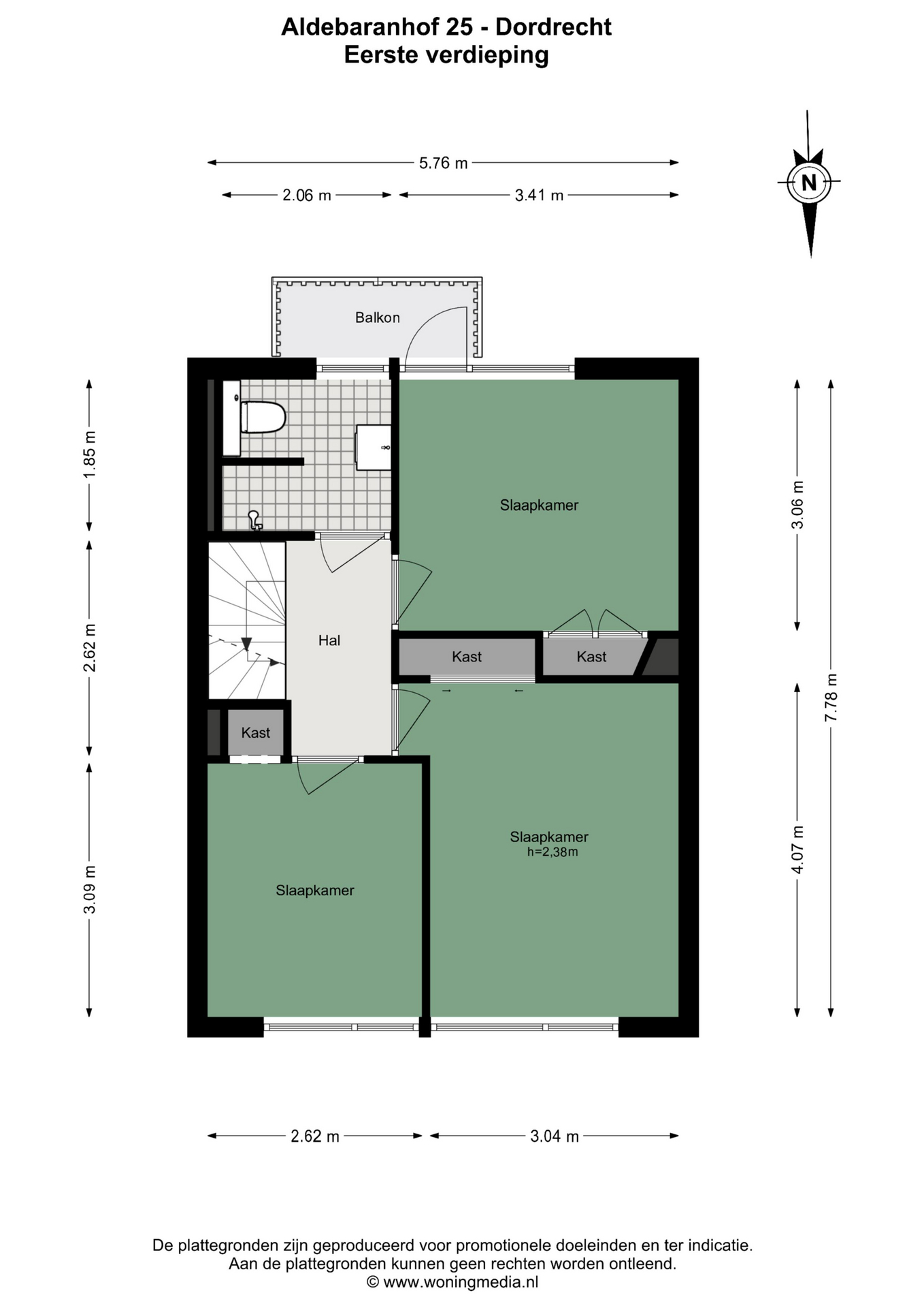 Plattegrond Hoekwoning Aldebaranhof 25 , Dordrecht