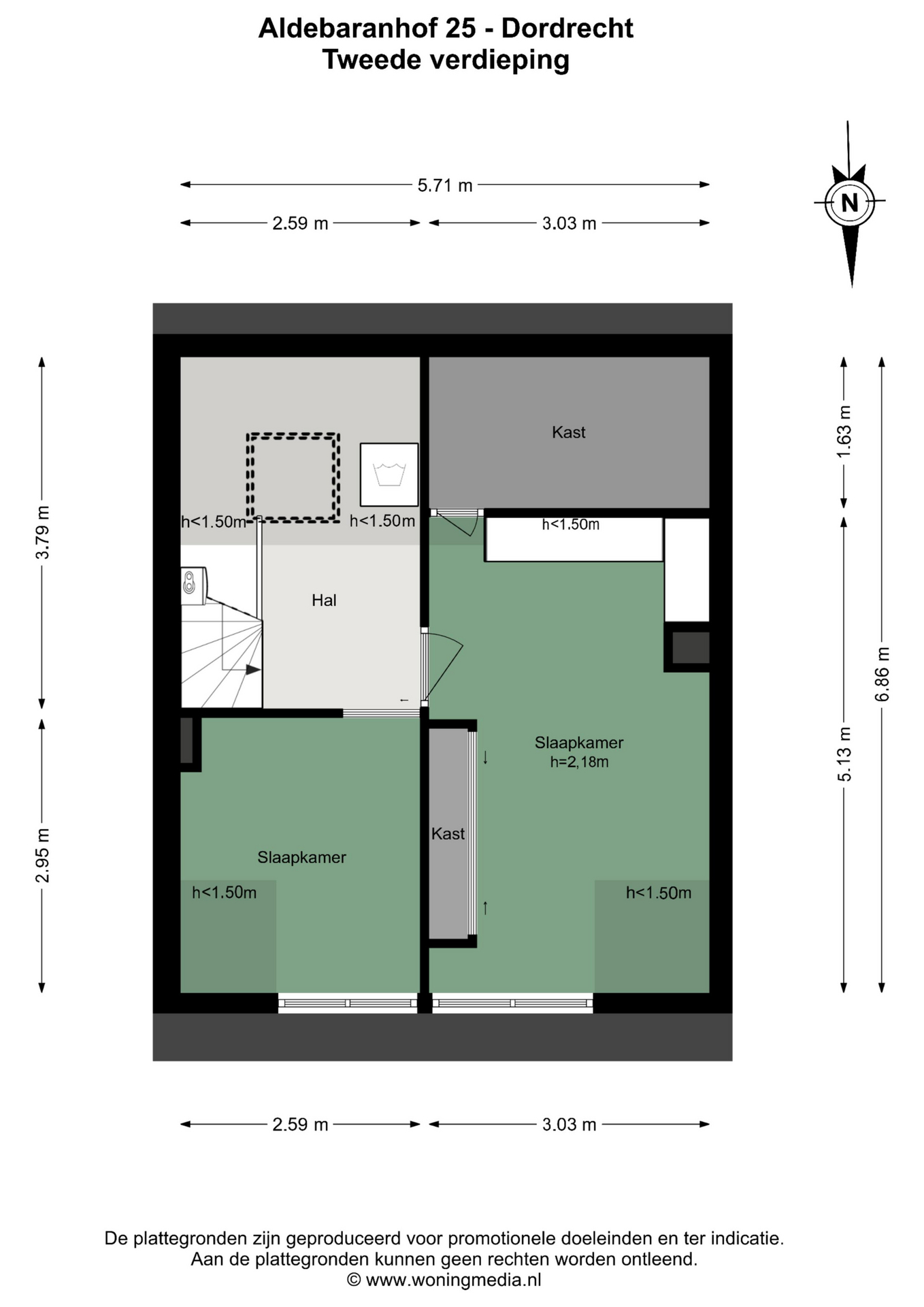 Plattegrond Hoekwoning Aldebaranhof 25 , Dordrecht