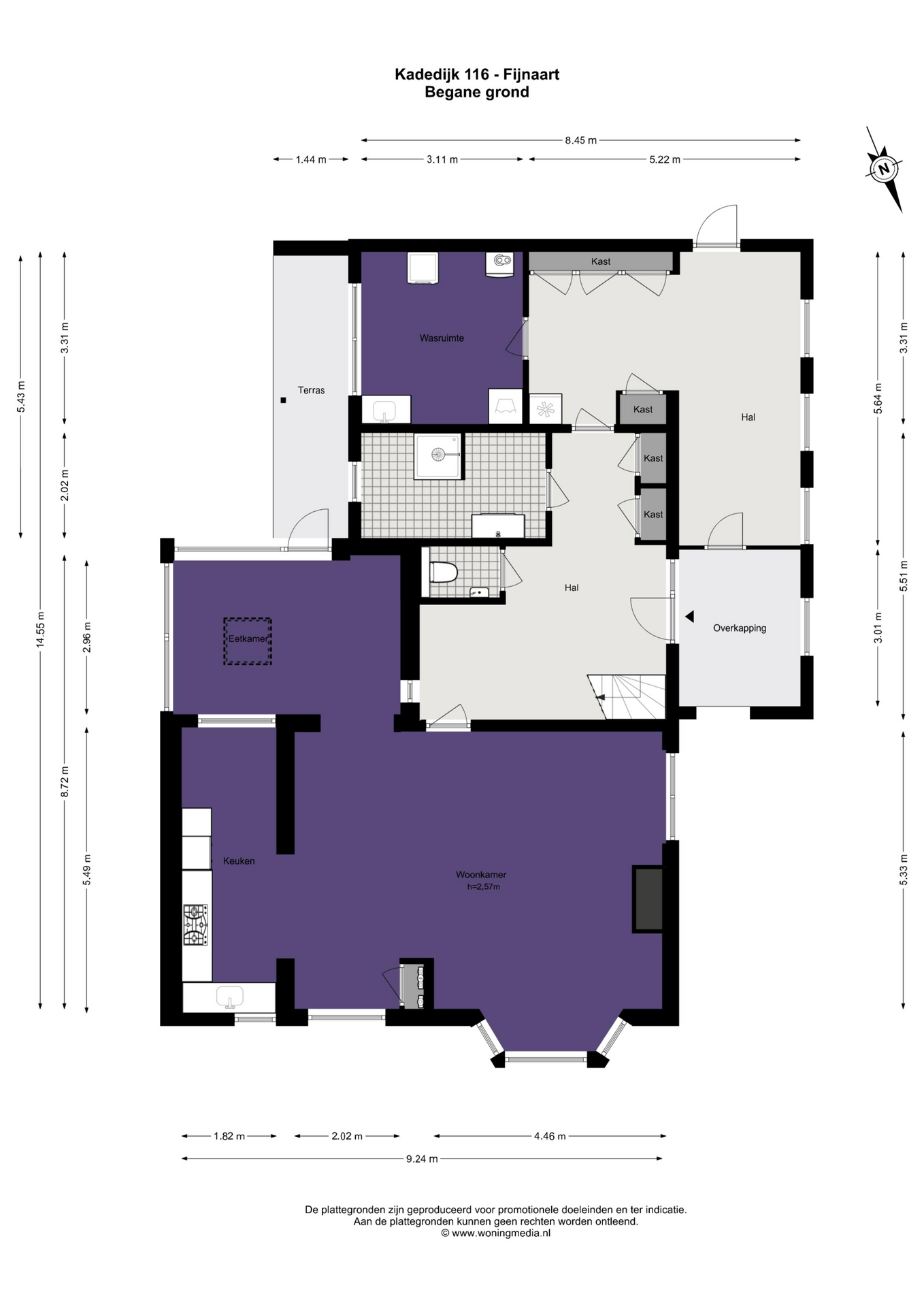 Plattegrond Eengezinswoning Kadedijk 116 , Fijnaart
