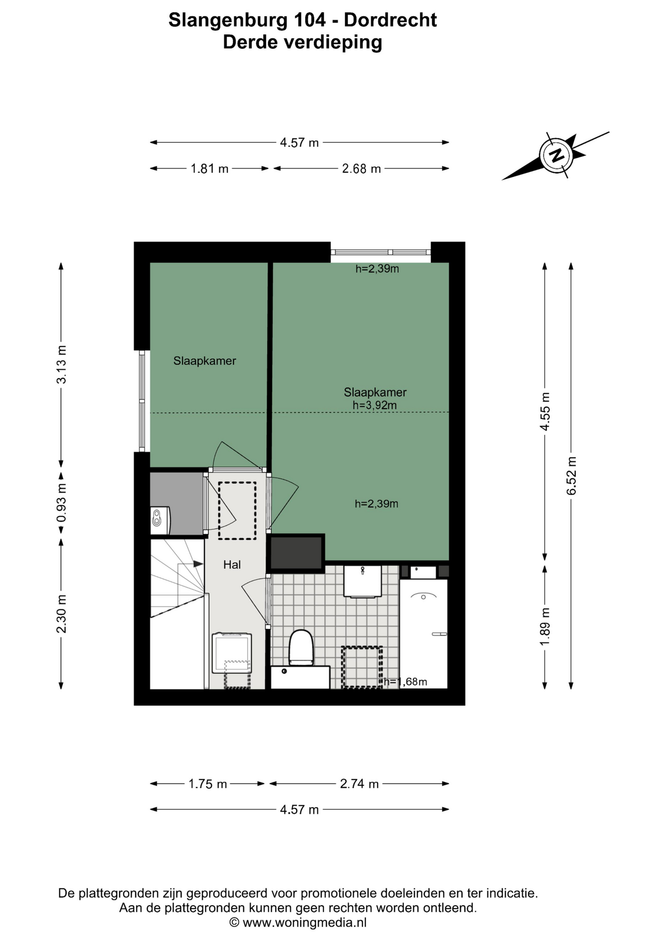 Plattegrond Maisonette Slangenburg 104 , Dordrecht