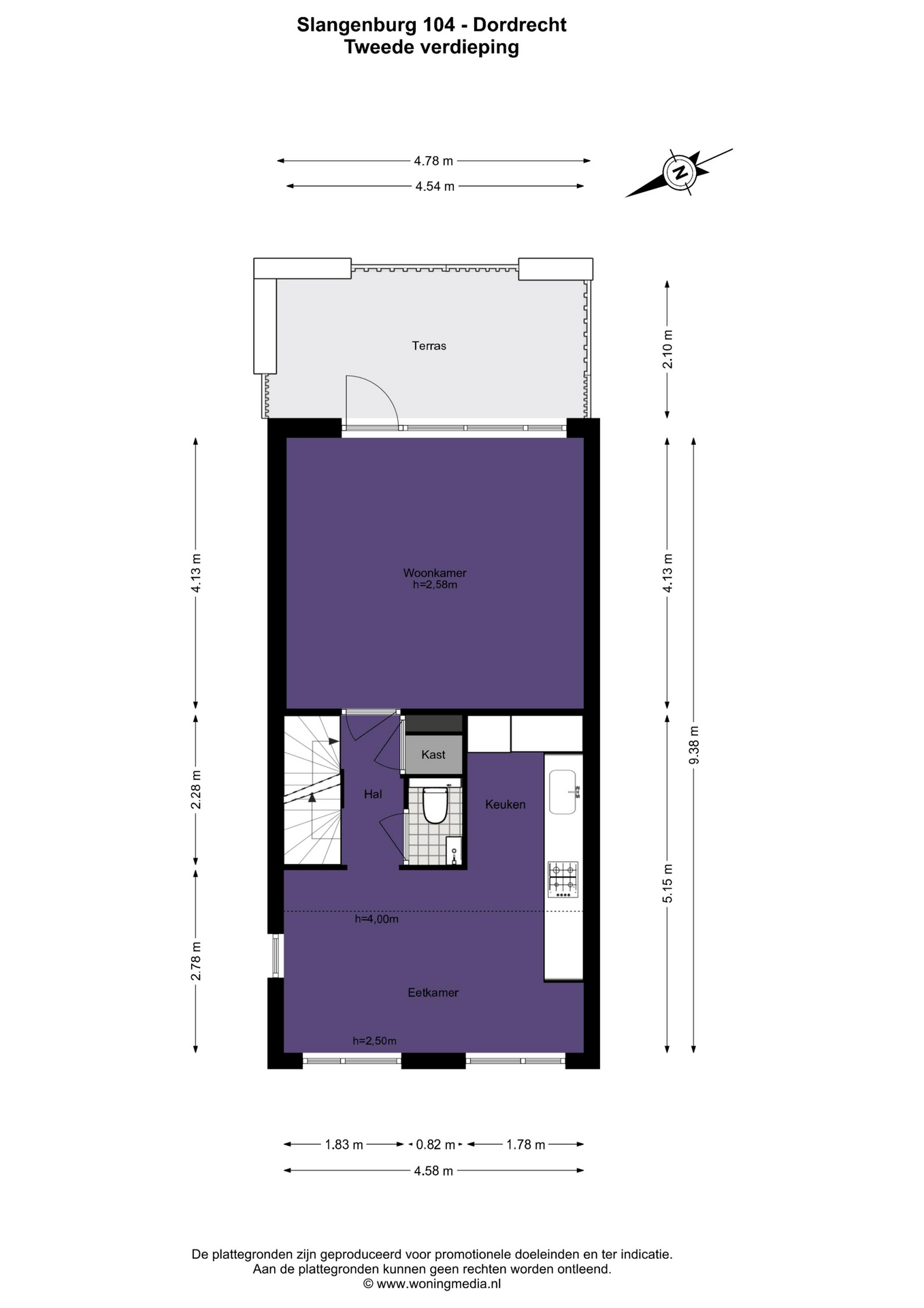 Plattegrond Maisonette Slangenburg 104 , Dordrecht