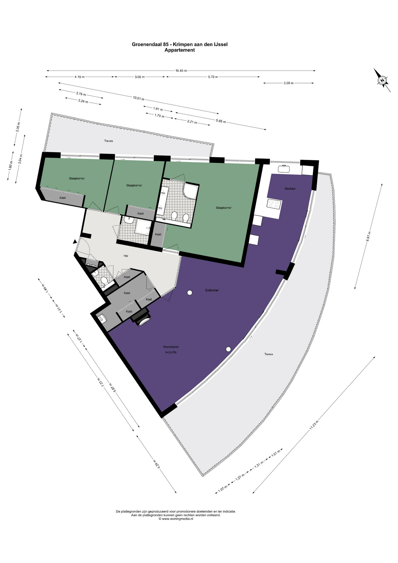 Plattegrond Penthouse Groenendaal 85 , Krimpen aan den IJssel