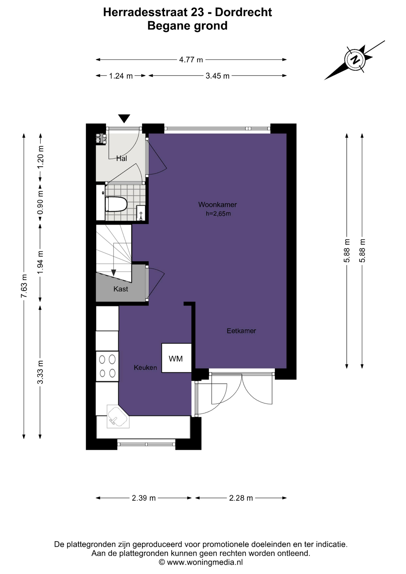 Plattegrond Tussenwoning Herradesstraat 23 , Dordrecht