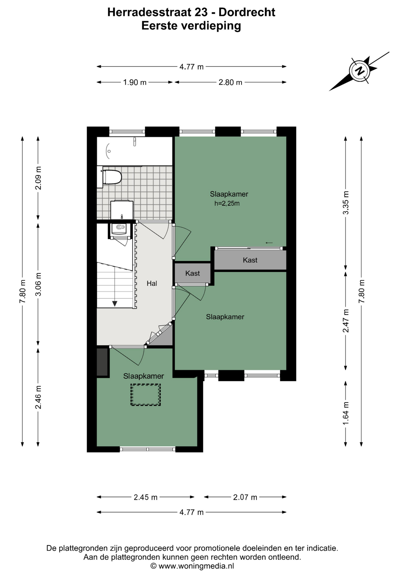 Plattegrond Tussenwoning Herradesstraat 23 , Dordrecht