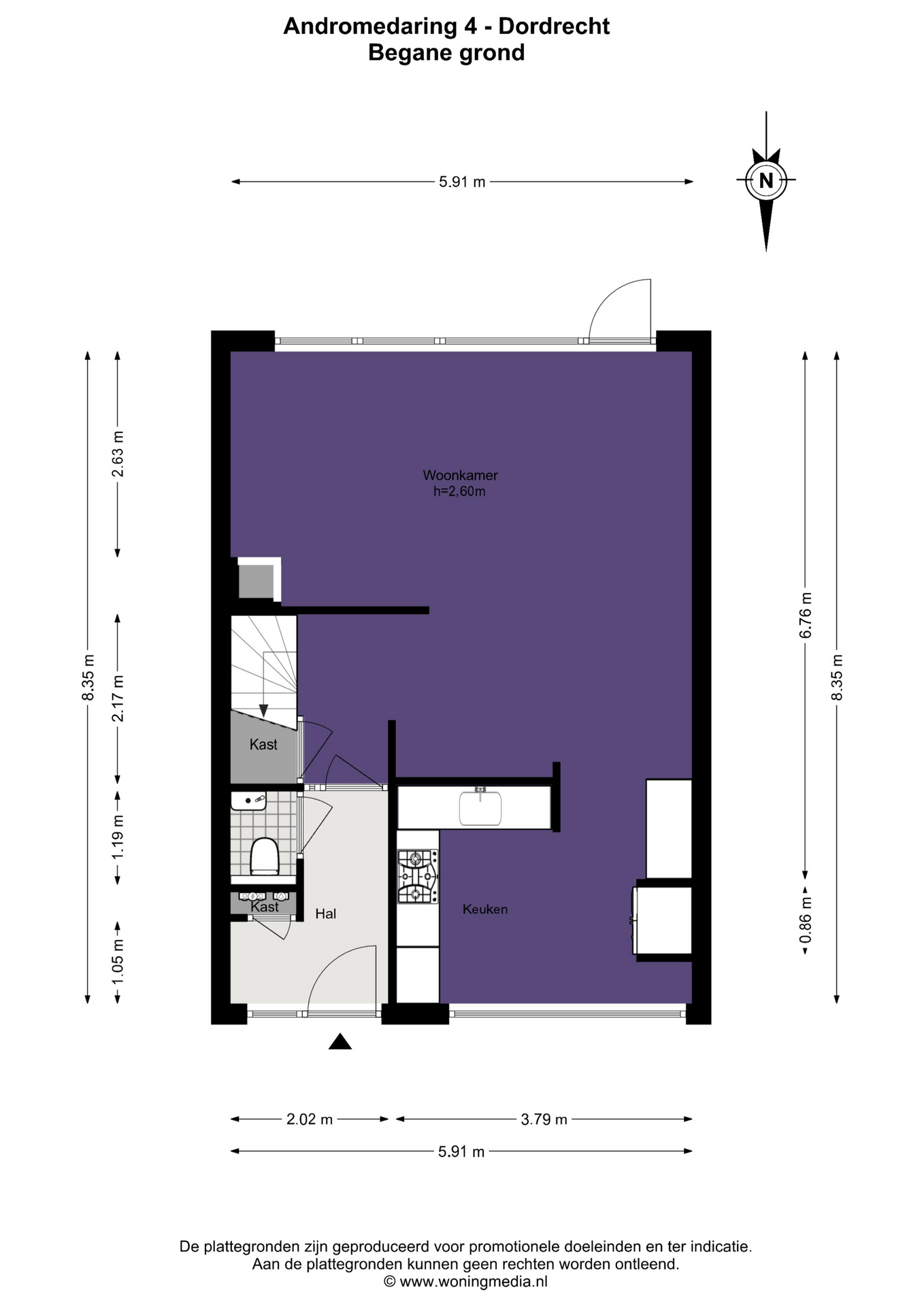 Plattegrond Tussenwoning Andromedaring 4 , Dordrecht