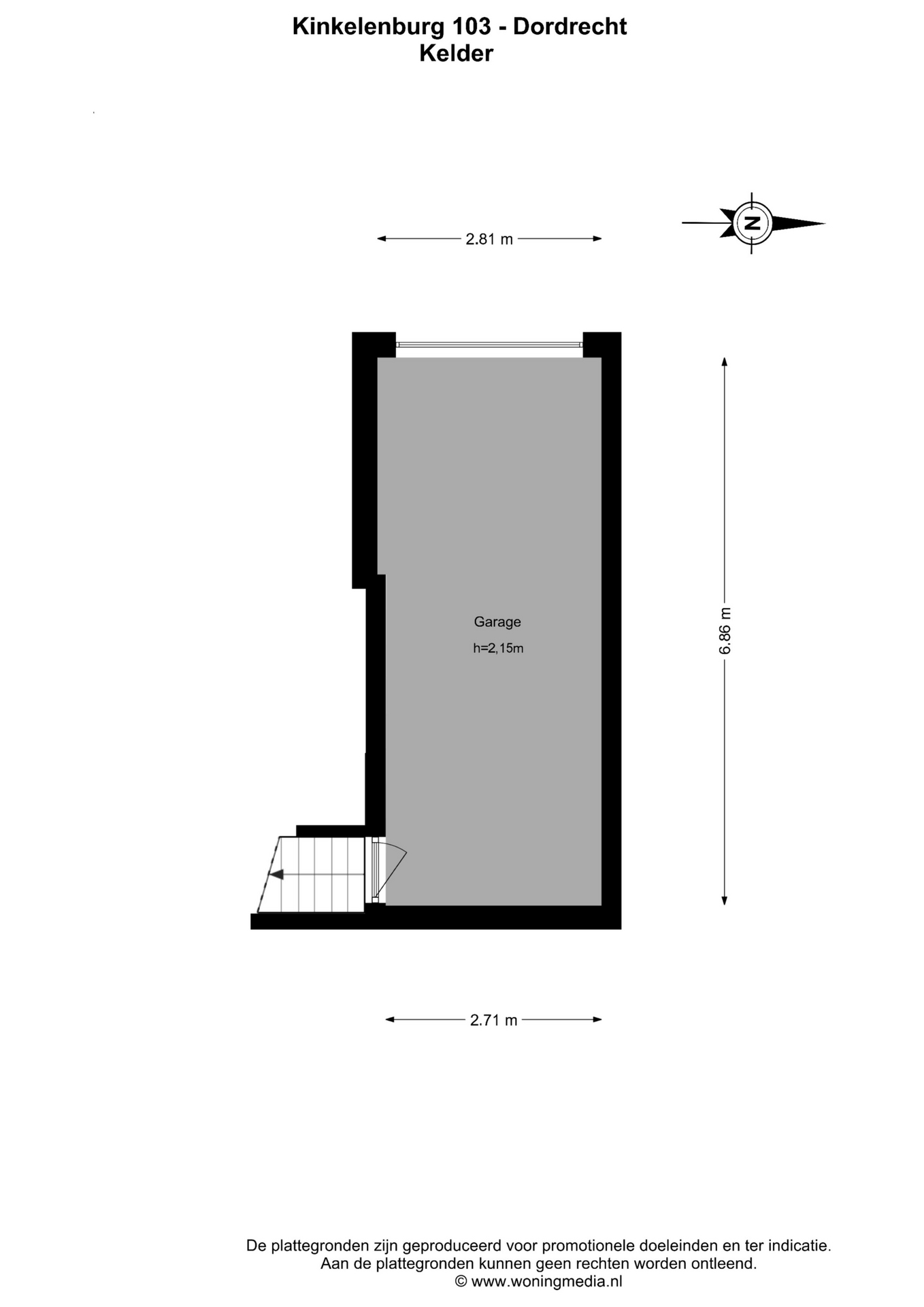 Plattegrond Tussenwoning Kinkelenburg 103 , Dordrecht