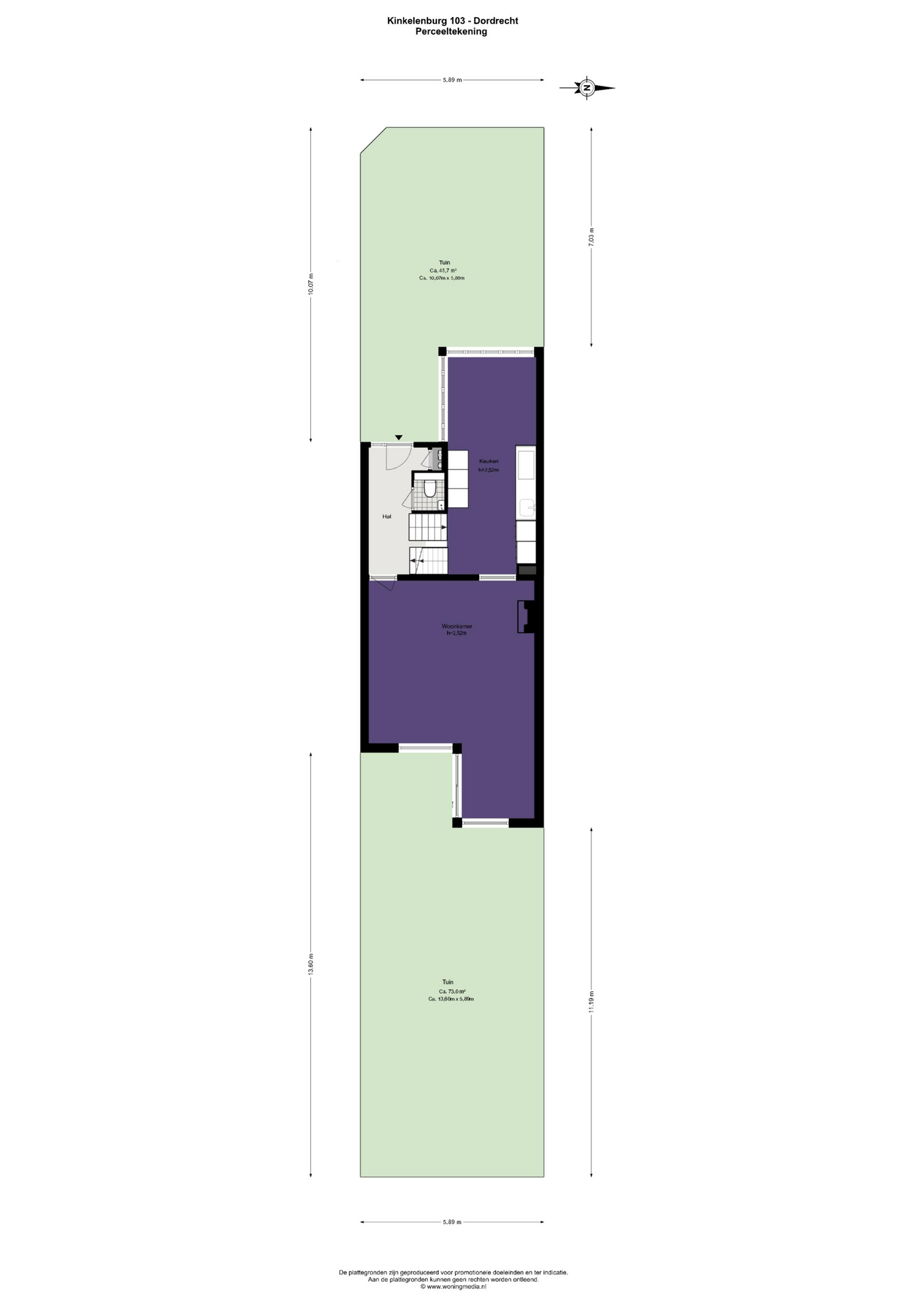 Plattegrond Tussenwoning Kinkelenburg 103 , Dordrecht