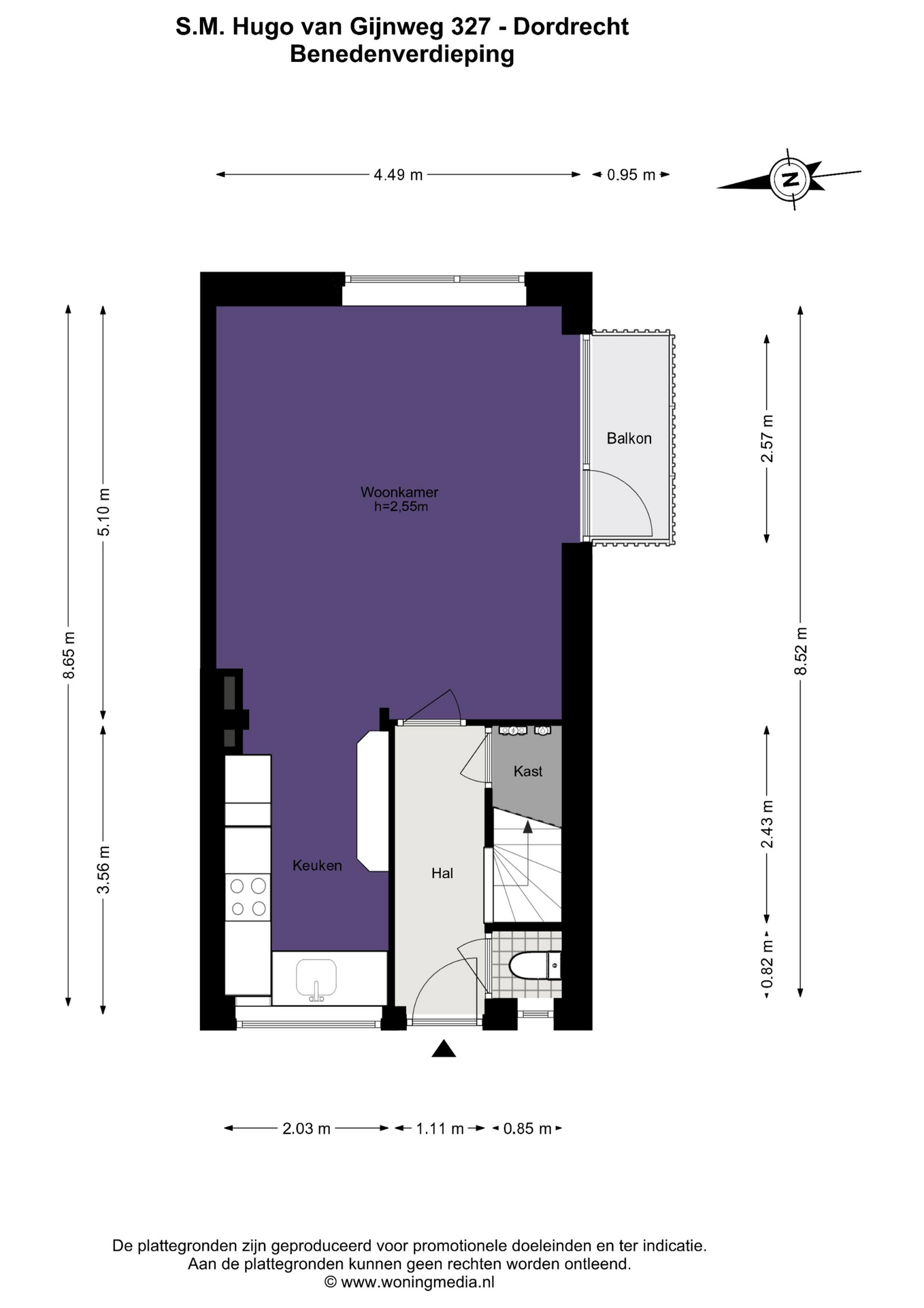 Plattegrond Maisonette S.M. Hugo van Gijnweg 327 , Dordrecht