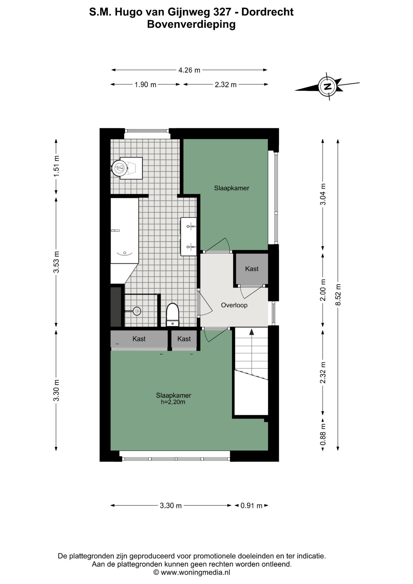 Plattegrond Maisonette S.M. Hugo van Gijnweg 327 , Dordrecht